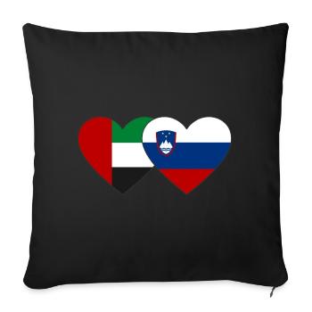 United Arab Emirates Slovenia Flag Heart - Sofa pillowcase 17,3'' x 17,3'' (45 x 45 cm) - black - Front