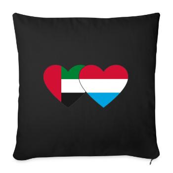 United Arab Emirates Luxembourg Flag Heart - Sofa pillowcase 17,3'' x 17,3'' (45 x 45 cm) - black - Front