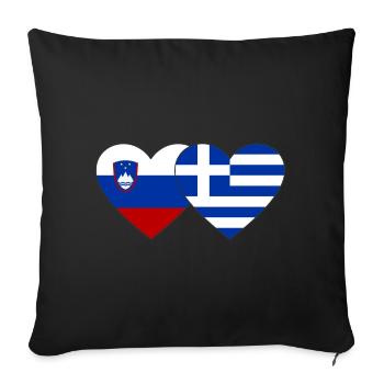 Slovenia Greece Flag Heart - Sofa pillowcase 17,3'' x 17,3'' (45 x 45 cm) - black - Front