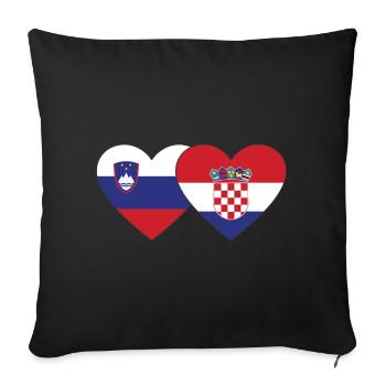 Slovénie Croatie Drapeau Coeur - Housse de coussin décorative 45 x 45 cm - noir - Devant
