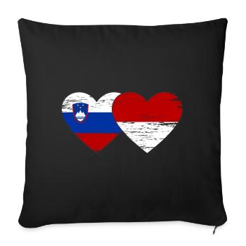 Slovenia Indonesia Flag Heart used - Sofa pillowcase 17,3'' x 17,3'' (45 x 45 cm) - black - Front