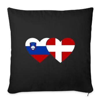 Slovénie Danemark Drapeau Coeur - Housse de coussin décorative 45 x 45 cm - noir - Devant