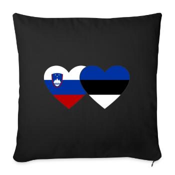 Slovénie Estonie Drapeau Coeur - Housse de coussin décorative 45 x 45 cm - noir - Devant