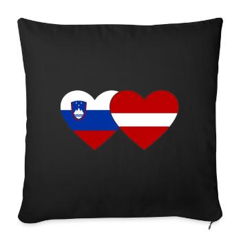 Slovénie Lettonie Drapeau Coeur - Housse de coussin décorative 45 x 45 cm - noir - Devant