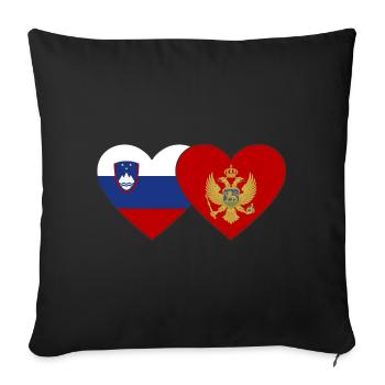 Slovenia Montenegro Flag Heart - Sofa pillowcase 17,3'' x 17,3'' (45 x 45 cm) - black - Front