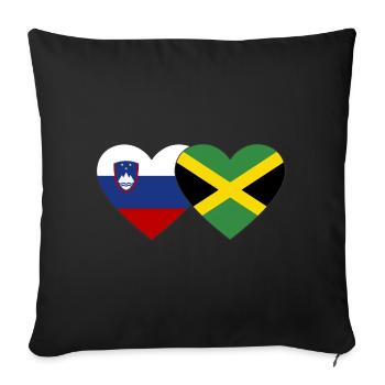 Slovenia Jamaica Flag Heart - Sofa pillowcase 17,3'' x 17,3'' (45 x 45 cm) - black - Front