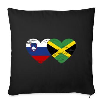 Slovenia Jamaica flag heart used - Sofa pillowcase 17,3'' x 17,3'' (45 x 45 cm) - black - Front