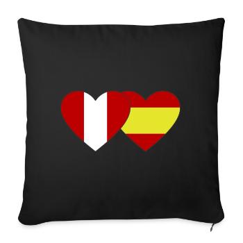 Peru Spanien Flagge Herz - Sofakissenbezug 45 x 45 cm - Schwarz - Vorne