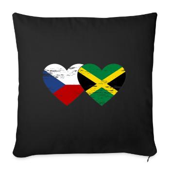 République tchèque Jamaïque Drapeau Coeur utilisé - Housse de coussin décorative 45 x 45 cm - noir - Devant
