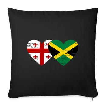 Georgia Jamaica Flag Heart Used - Sofa pillowcase 17,3'' x 17,3'' (45 x 45 cm) - black - Front