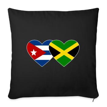 Cuba, Jamaïque, Drapeau, Coeur - Housse de coussin décorative 45 x 45 cm - noir - Devant