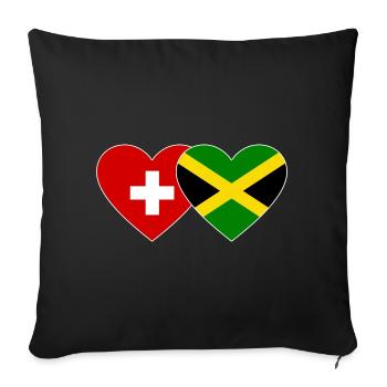 Switzerland Jamaica Flag Heart - Sofa pillowcase 17,3'' x 17,3'' (45 x 45 cm) - black - Front