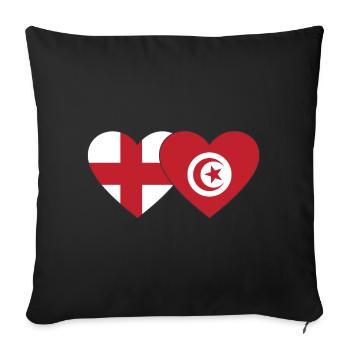 England Tunisia Flag Heart - Sofa pillowcase 17,3'' x 17,3'' (45 x 45 cm) - black - Front