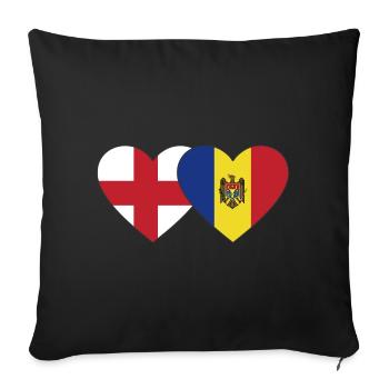 England Moldova Flag Heart - Sofa pillowcase 17,3'' x 17,3'' (45 x 45 cm) - black - Front