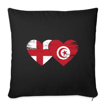 England Tunisia Flag Heart Used - Sofa pillowcase 17,3'' x 17,3'' (45 x 45 cm) - black - Front