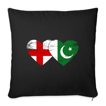 England Pakistan Flag Heart - Sofa pillowcase 17,3'' x 17,3'' (45 x 45 cm) - black - Front