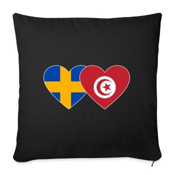 Suède Tunisie Drapeau Coeur - Housse de coussin décorative 45 x 45 cm - noir - Devant