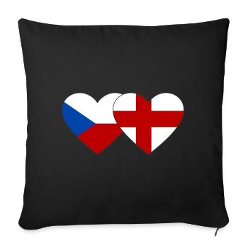 Tschechien England Flagge Herz - Sofakissenbezug 45 x 45 cm - Schwarz - Vorne
