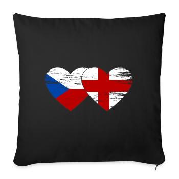 Czech Republic England Flag Heart used - Sofa pillowcase 17,3'' x 17,3'' (45 x 45 cm) - black - Front