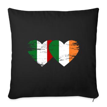 Italie Irlande drapeau coeur utilisé - Housse de coussin décorative 45 x 45 cm - noir - Devant