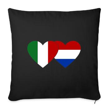Italy Holland Flag Heart - Sofa pillowcase 17,3'' x 17,3'' (45 x 45 cm) - black - Front