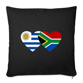 Uruguay South Africa Flag Heart - Sofa pillowcase 17,3'' x 17,3'' (45 x 45 cm) - black - Front