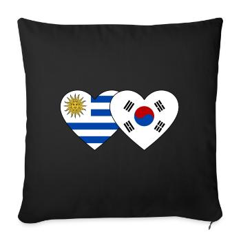 Uruguay South Korea Flag Heart - Sofa pillowcase 17,3'' x 17,3'' (45 x 45 cm) - black - Front