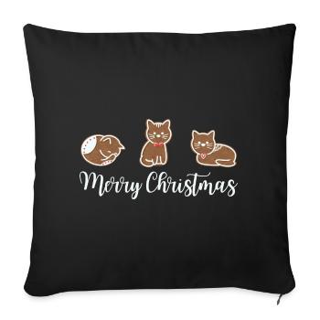 Gingerbread cats wish you a Merry Christmas - Sofa pillowcase 17,3'' x 17,3'' (45 x 45 cm) - black - Front