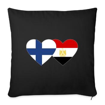Finlande Égypte Drapeau Mains Coeur Forme - Housse de coussin décorative 45 x 45 cm - noir - Devant