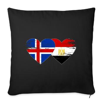 Iceland Egypt Flag Hands Heart Shape Used - Sofa pillowcase 17,3'' x 17,3'' (45 x 45 cm) - black - Front