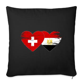 Switzerland Egypt Flag Hands Heart Shape Used - Sofa pillowcase 17,3'' x 17,3'' (45 x 45 cm) - black - Front