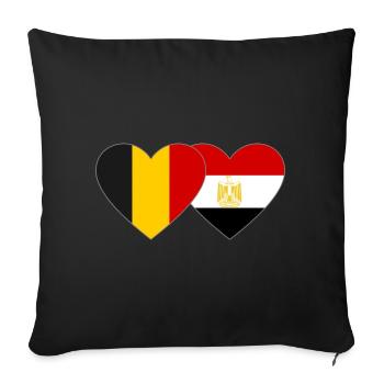 Belgium Egypt Flag Hands Heart Shape - Sofa pillowcase 17,3'' x 17,3'' (45 x 45 cm) - black - Front