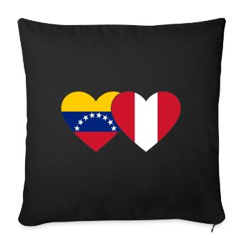Venezuela Peru Flag Hands Heart Shape - Sofa pillowcase 17,3'' x 17,3'' (45 x 45 cm) - black - Front