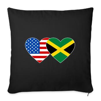 États-Unis Jamaïque drapeau mains forme coeur - Housse de coussin décorative 45 x 45 cm - noir - Devant