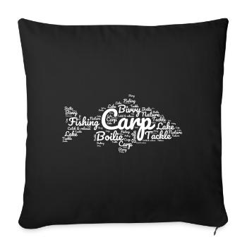 Carp Fishing - White Shape Made of Fishing Words - Sofa pillowcase 17,3'' x 17,3'' (45 x 45 cm) - black - Front