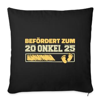 Grossesse Annoncer Naissance 2025 Oncle - Housse de coussin décorative 45 x 45 cm - noir - Devant