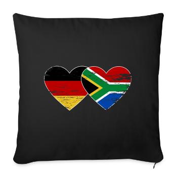 Allemagne Afrique du Sud Drapeau Mains Coeur Forme Utilisé - Housse de coussin décorative 45 x 45 cm - noir - Devant