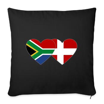 Afrique du Sud Danemark drapeau coeur forme - Housse de coussin décorative 45 x 45 cm - noir - Devant
