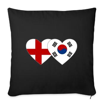 England Südkorea Flagge Herz - Sofakissenbezug 45 x 45 cm - Schwarz - Vorne