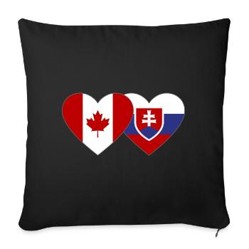 Canada Slovakia Flag Heart - Sofa pillowcase 17,3'' x 17,3'' (45 x 45 cm) - black - Front