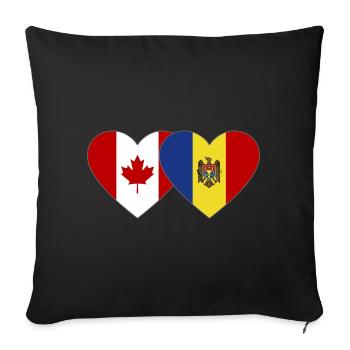 Canada Moldova Flag Heart - Sofa pillowcase 17,3'' x 17,3'' (45 x 45 cm) - black - Front