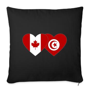 Drapeau du Canada et de la Tunisie - Housse de coussin décorative 45 x 45 cm - noir - Devant