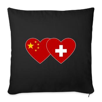 China Switzerland Flag Hands Heart Shape - Sofa pillowcase 17,3'' x 17,3'' (45 x 45 cm) - black - Front