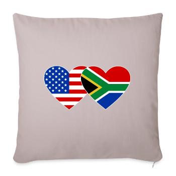 États-Unis, Afrique du Sud, drapeau, forme de coeur - Housse de coussin décorative 45 x 45 cm - taupe clair - Devant