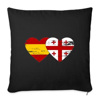 Espagne Géorgie Drapeau Coeur utilisé - Housse de coussin décorative 45 x 45 cm - noir - Devant