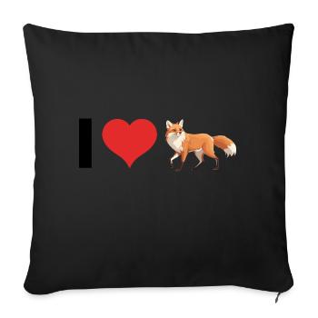 J’aime les renards - Cute Pet Design - Housse de coussin décorative 45 x 45 cm - noir - Devant