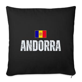 Flag of Andorra, Andorran pride - Sofa pillowcase 17,3'' x 17,3'' (45 x 45 cm) - black - Front
