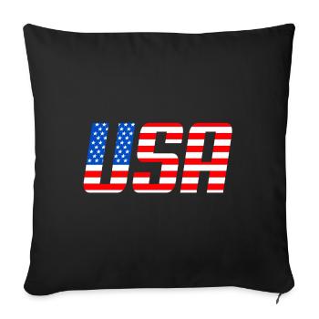 Drapeau américain des étoiles et bandes - Housse de coussin décorative 45 x 45 cm - noir - Devant