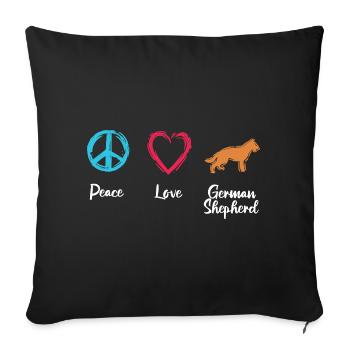 Peace Love Shepherd Dog - Sofa pillowcase 17,3'' x 17,3'' (45 x 45 cm) - black - Front