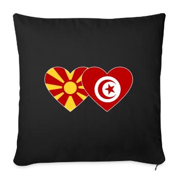 Macédoine Tunisie Drapeau Coeur - Housse de coussin décorative 45 x 45 cm - noir - Devant